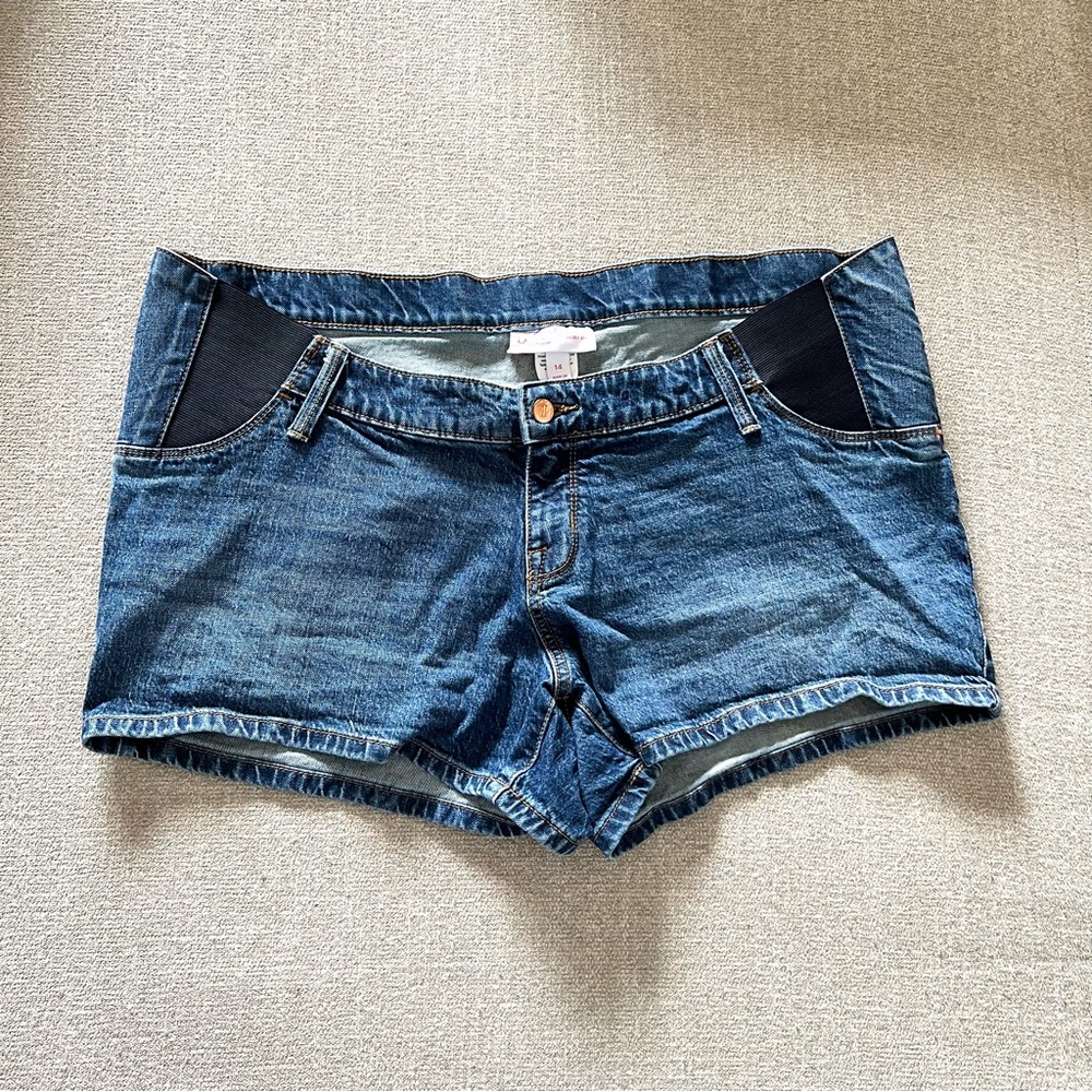 Isabel Maternity Blue Denim Midi Short Size 14